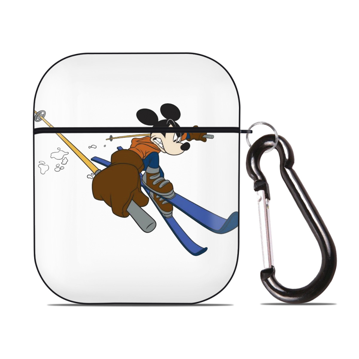 （画像用） ミッキーマウス Mickey Mouse AirPods 第2世代保護ケース ハードシェル ブラック 耐衝撃・防指紋・カラビナ付き