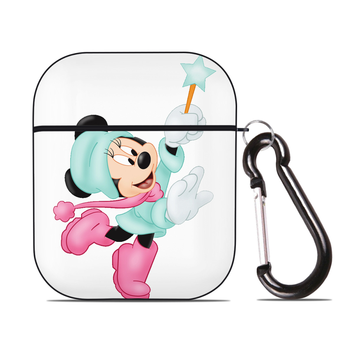 （画像用） ミッキーマウス Mickey Mouse AirPods 第2世代保護ケース ハードシェル ブラック 耐衝撃・防指紋・カラビナ付き