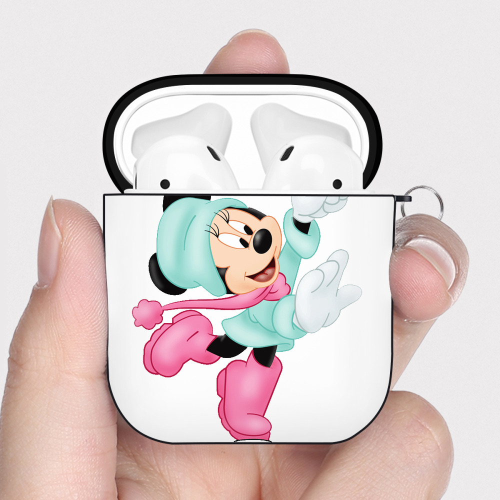 （画像用） ミッキーマウス Mickey Mouse AirPods 第2世代保護ケース ハードシェル ブラック 耐衝撃・防指紋・カラビナ付き