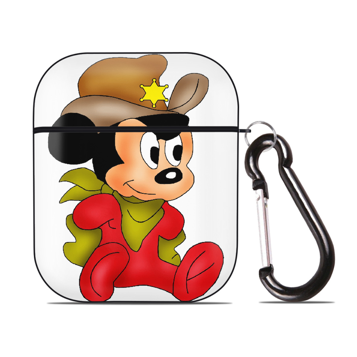 （画像用） ミッキーマウス Mickey Mouse AirPods 第2世代保護ケース ハードシェル ブラック 耐衝撃・防指紋・カラビナ付き