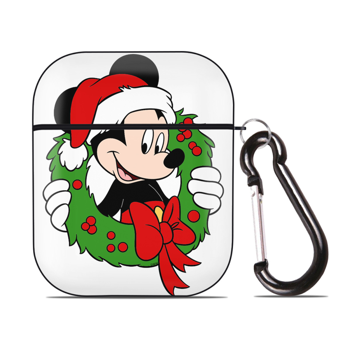 （画像用） ミッキーマウス Mickey Mouse AirPods 第2世代保護ケース ハードシェル ブラック 耐衝撃・防指紋・カラビナ付き