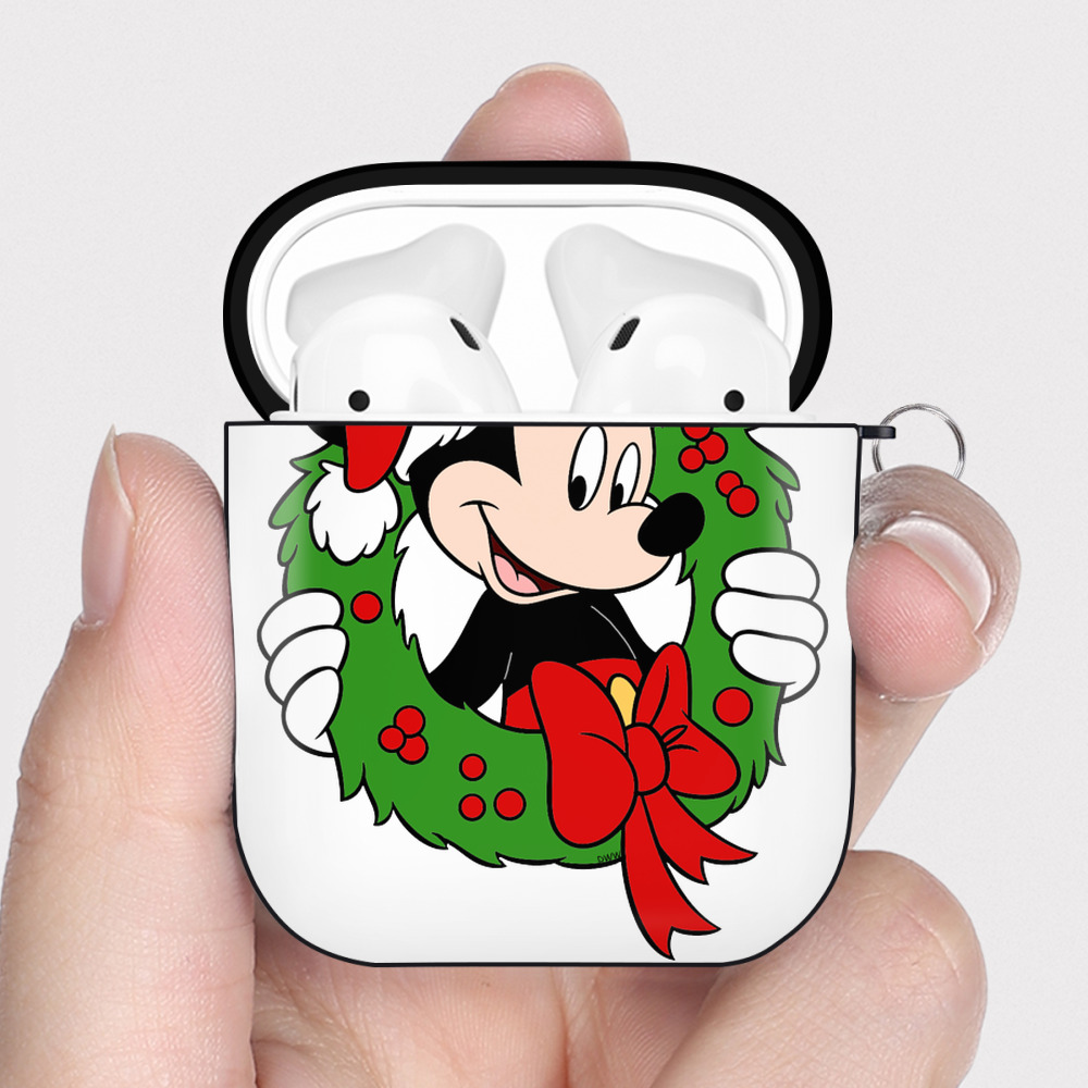 （画像用） ミッキーマウス Mickey Mouse AirPods 第2世代保護ケース ハードシェル ブラック 耐衝撃・防指紋・カラビナ付き