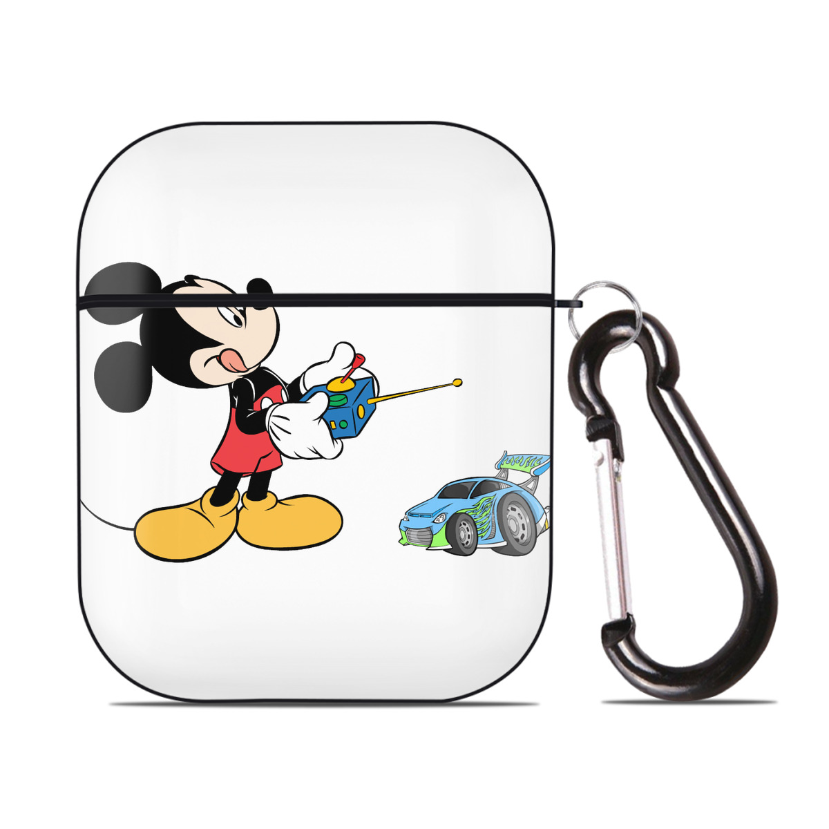（画像用） ミッキーマウス Mickey Mouse AirPods 第2世代保護ケース ハードシェル ブラック 耐衝撃・防指紋・カラビナ付き