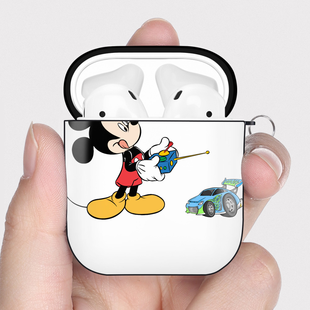 （画像用） ミッキーマウス Mickey Mouse AirPods 第2世代保護ケース ハードシェル ブラック 耐衝撃・防指紋・カラビナ付き