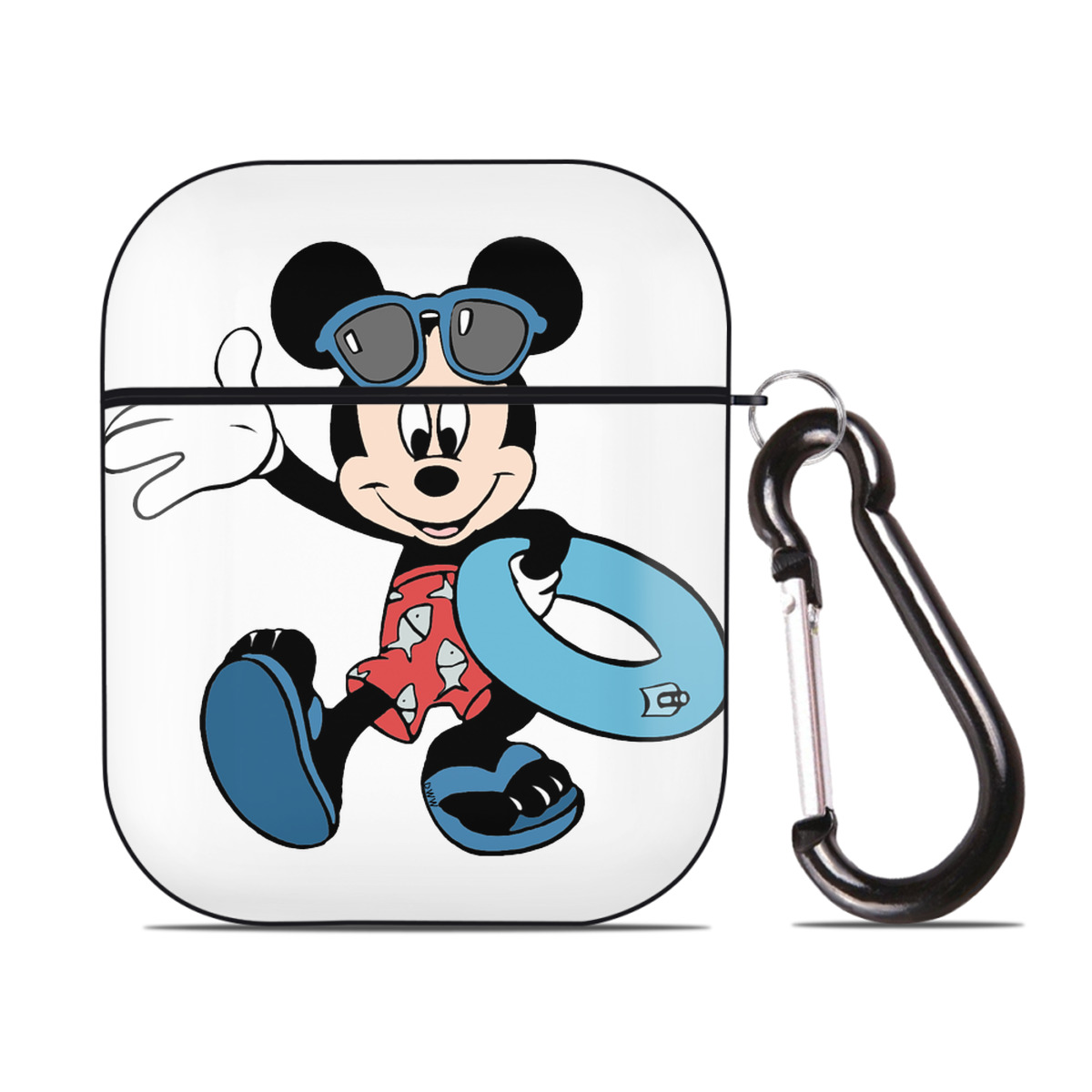（画像用） ミッキーマウス Mickey Mouse AirPods 第2世代保護ケース ハードシェル ブラック 耐衝撃・防指紋・カラビナ付き