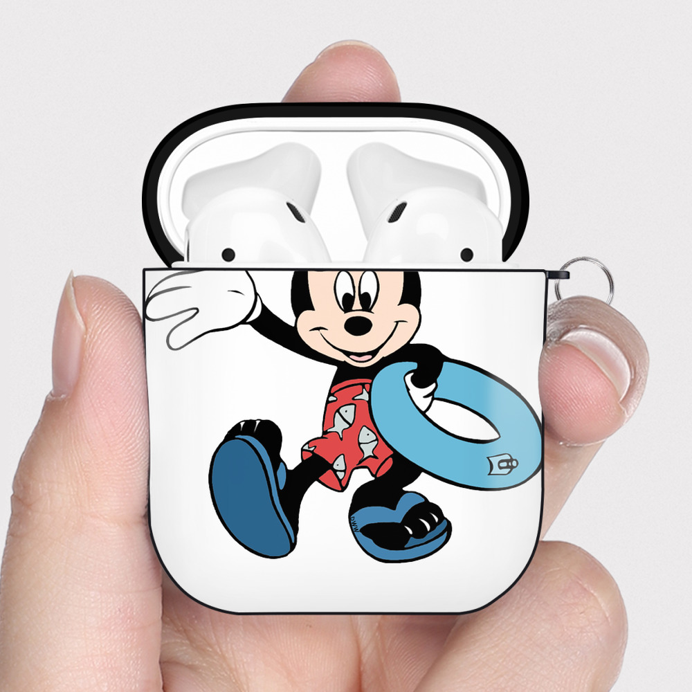 （画像用） ミッキーマウス Mickey Mouse AirPods 第2世代保護ケース ハードシェル ブラック 耐衝撃・防指紋・カラビナ付き