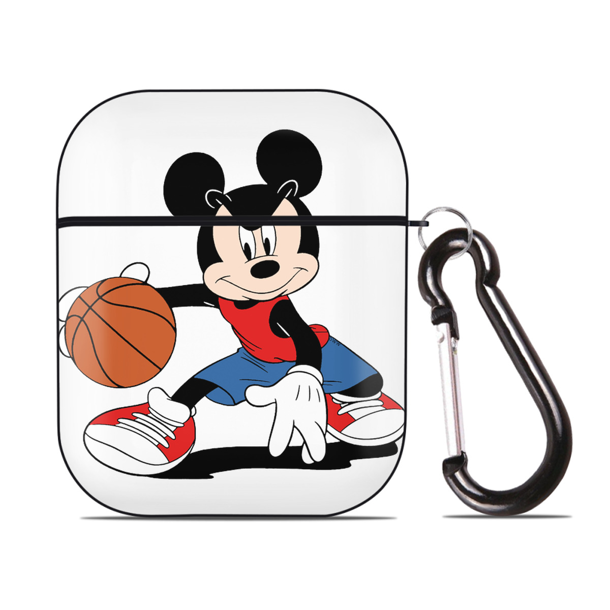 （画像用） ミッキーマウス Mickey Mouse AirPods 第2世代保護ケース ハードシェル ブラック 耐衝撃・防指紋・カラビナ付き