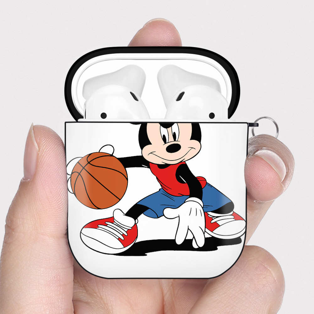 （画像用） ミッキーマウス Mickey Mouse AirPods 第2世代保護ケース ハードシェル ブラック 耐衝撃・防指紋・カラビナ付き