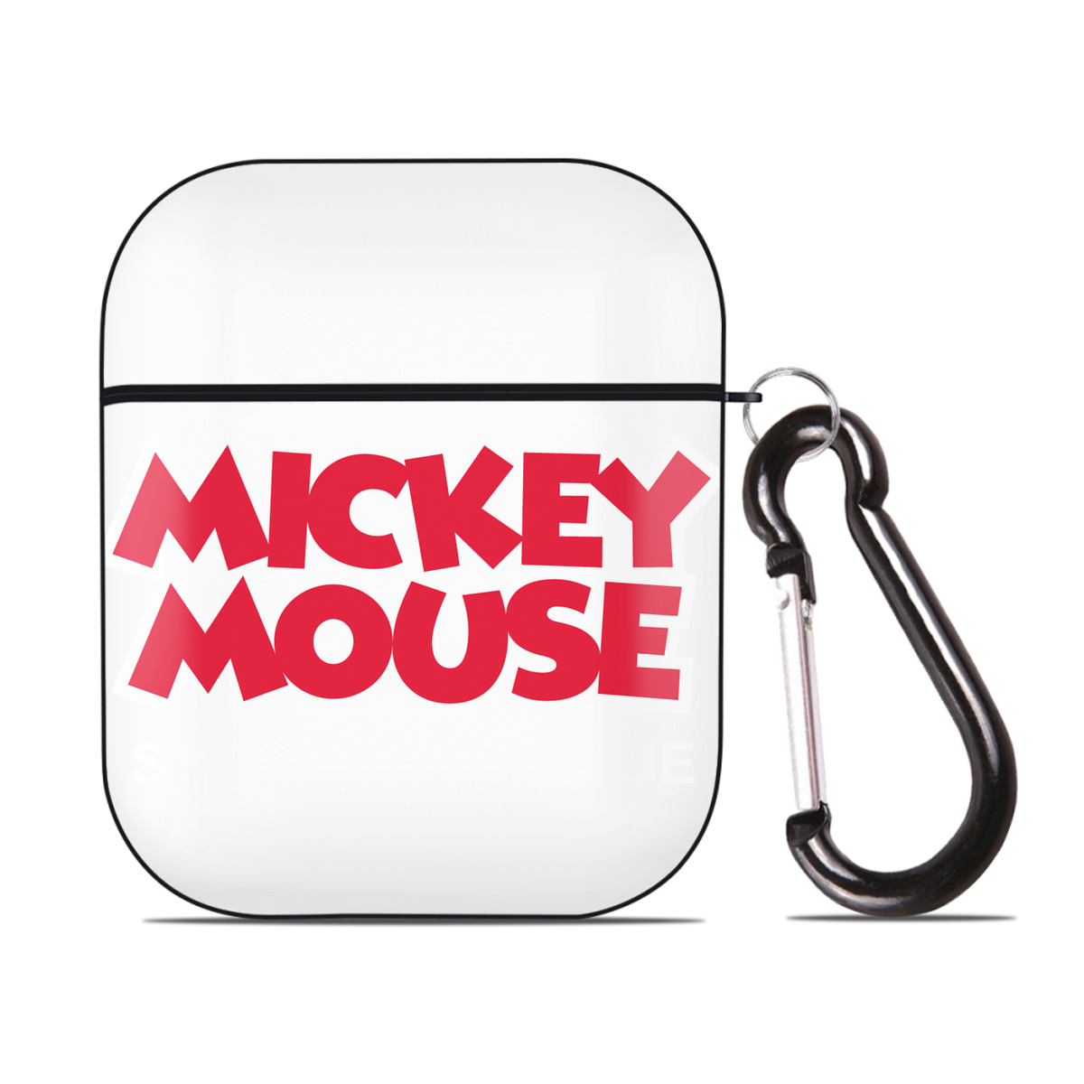 （画像用） ミッキーマウス Mickey Mouse AirPods 第2世代保護ケース ハードシェル ブラック 耐衝撃・防指紋・カラビナ付き