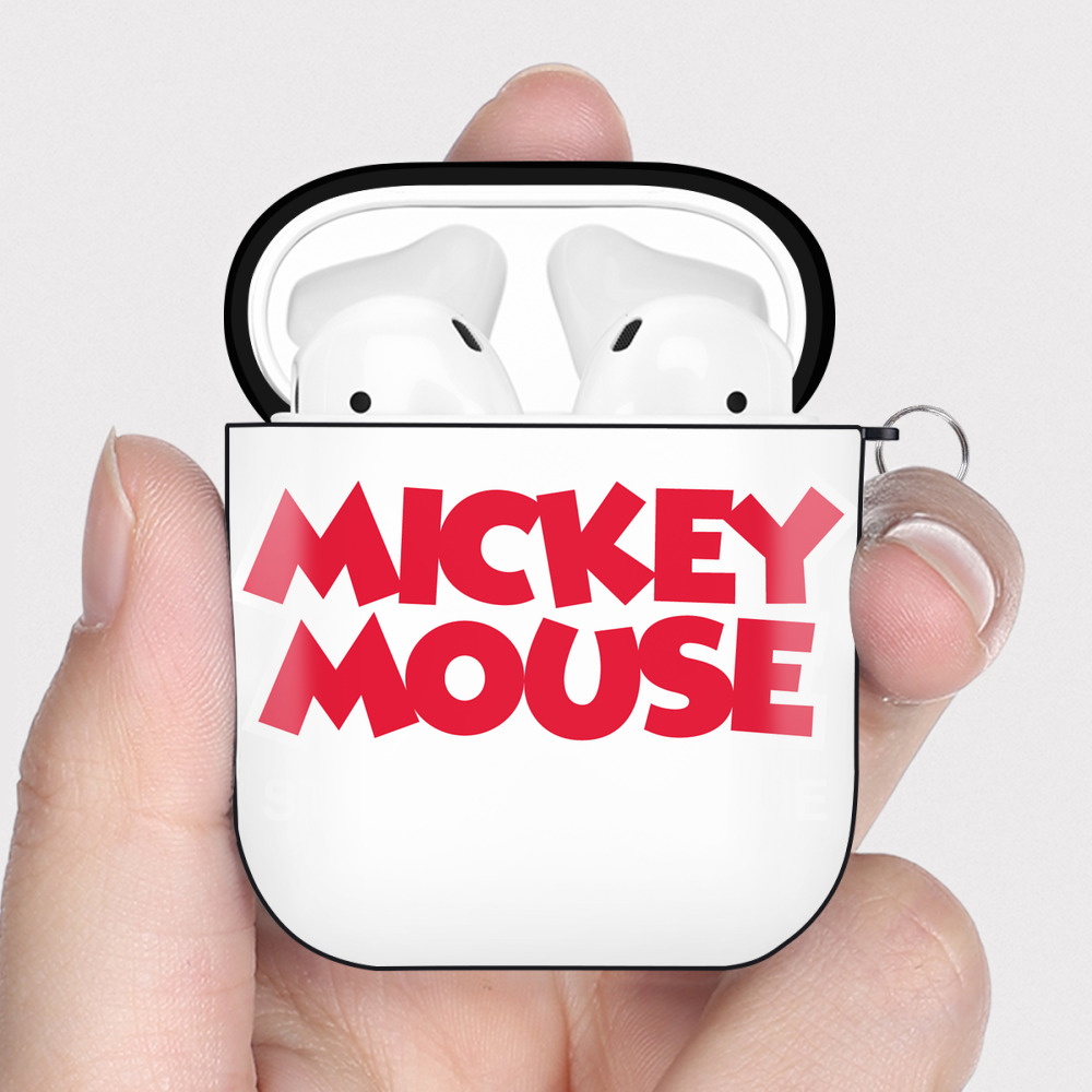（画像用） ミッキーマウス Mickey Mouse AirPods 第2世代保護ケース ハードシェル ブラック 耐衝撃・防指紋・カラビナ付き