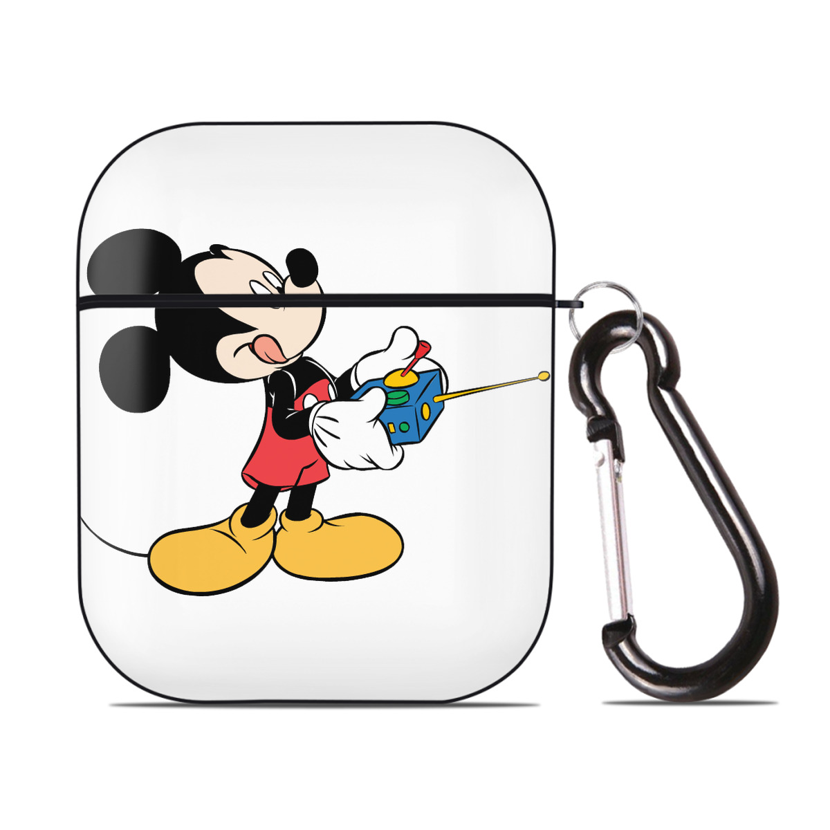 （画像用） ミッキーマウス Mickey Mouse AirPods 第2世代保護ケース ハードシェル ブラック 耐衝撃・防指紋・カラビナ付き