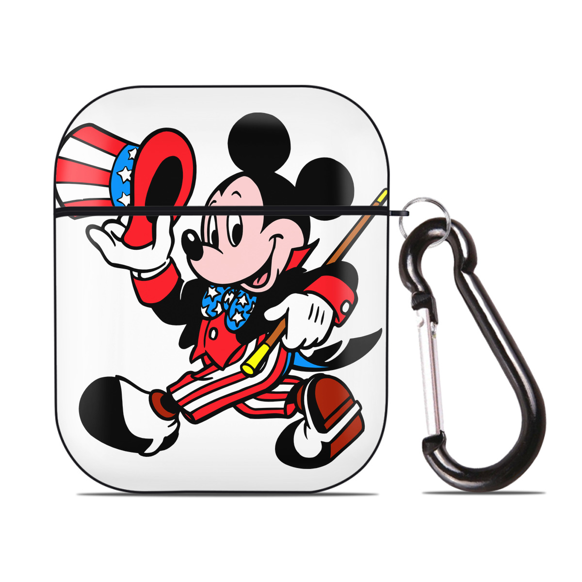 （画像用） ミッキーマウス Mickey Mouse AirPods 第2世代保護ケース ハードシェル ブラック 耐衝撃・防指紋・カラビナ付き