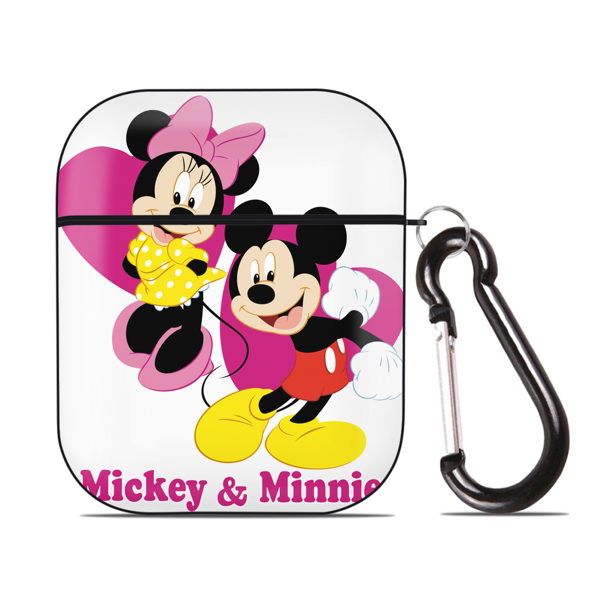 （画像用） ミッキーマウス Mickey Mouse AirPods 第2世代保護ケース ハードシェル ブラック 耐衝撃・防指紋・カラビナ付き