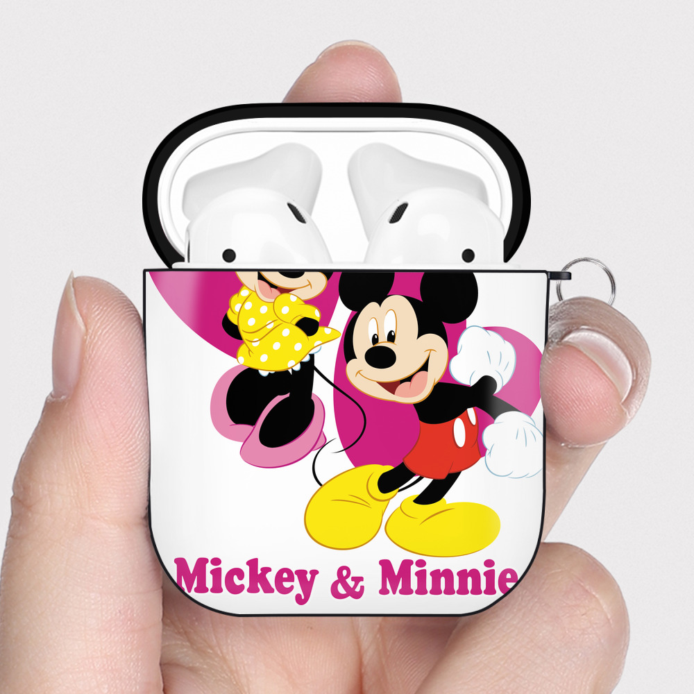（画像用） ミッキーマウス Mickey Mouse AirPods 第2世代保護ケース ハードシェル ブラック 耐衝撃・防指紋・カラビナ付き
