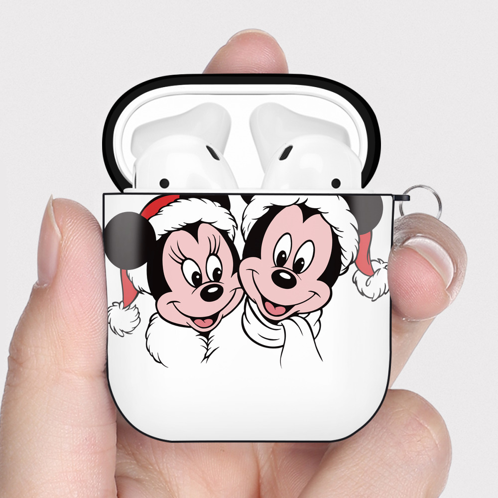 （画像用） ミッキーマウス Mickey Mouse AirPods 第2世代保護ケース ハードシェル ブラック 耐衝撃・防指紋・カラビナ付き