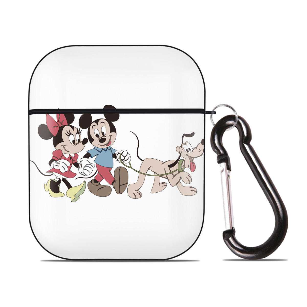 （画像用） ミッキーマウス Mickey Mouse AirPods 第2世代保護ケース ハードシェル ブラック 耐衝撃・防指紋・カラビナ付き