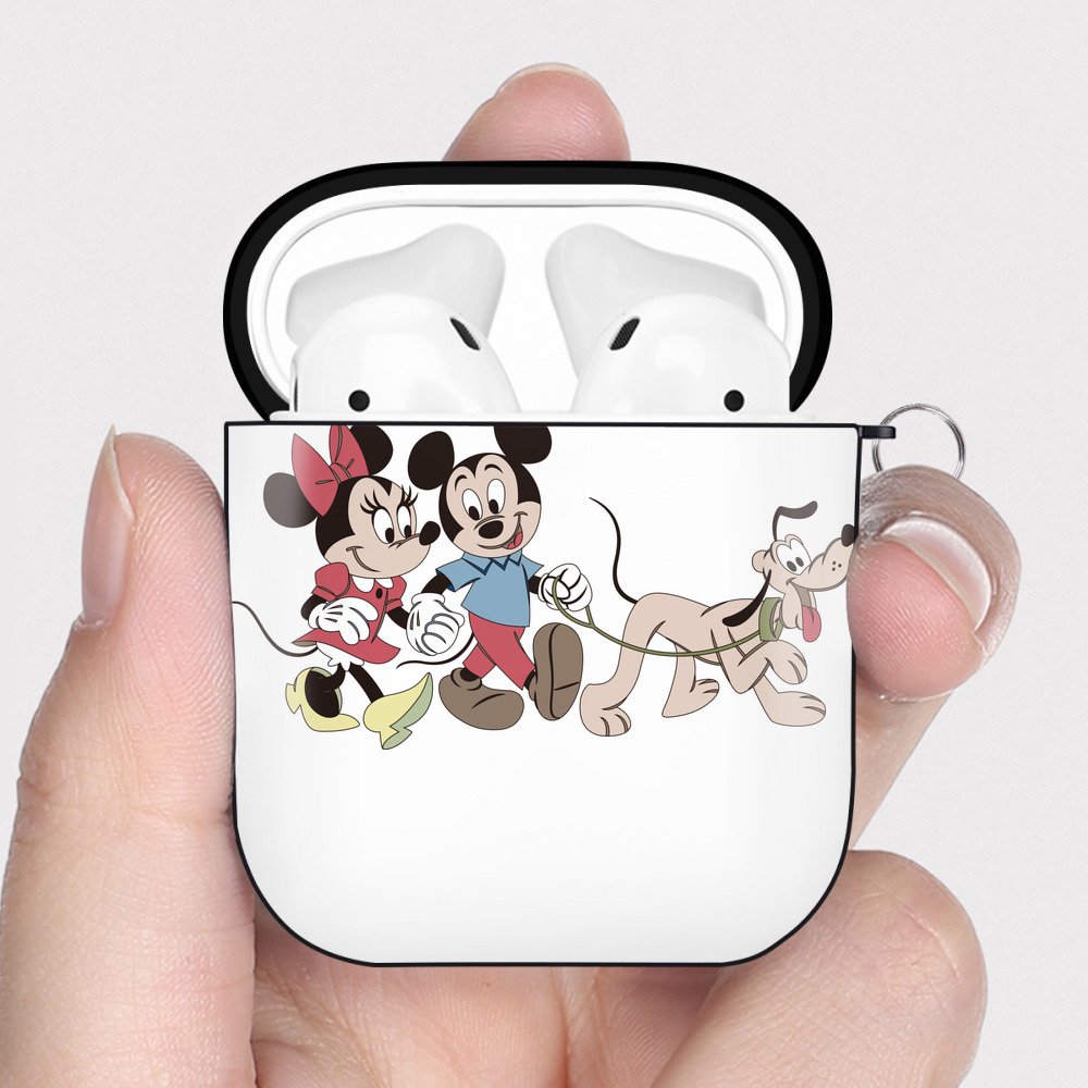 （画像用） ミッキーマウス Mickey Mouse AirPods 第2世代保護ケース ハードシェル ブラック 耐衝撃・防指紋・カラビナ付き
