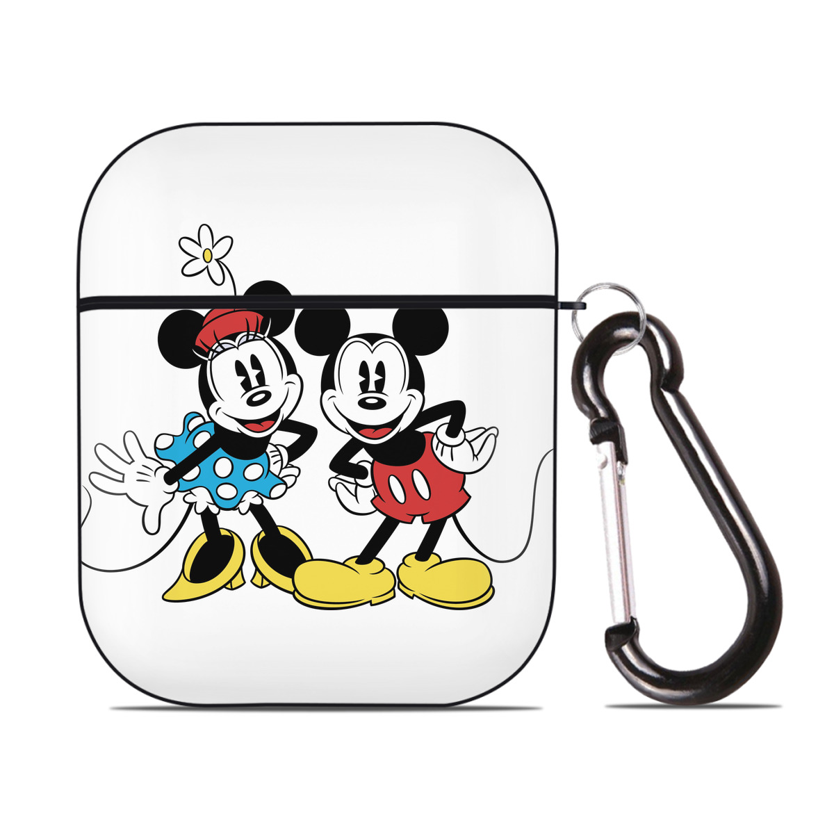 （画像用） ミッキーマウス Mickey Mouse AirPods 第2世代保護ケース ハードシェル ブラック 耐衝撃・防指紋・カラビナ付き