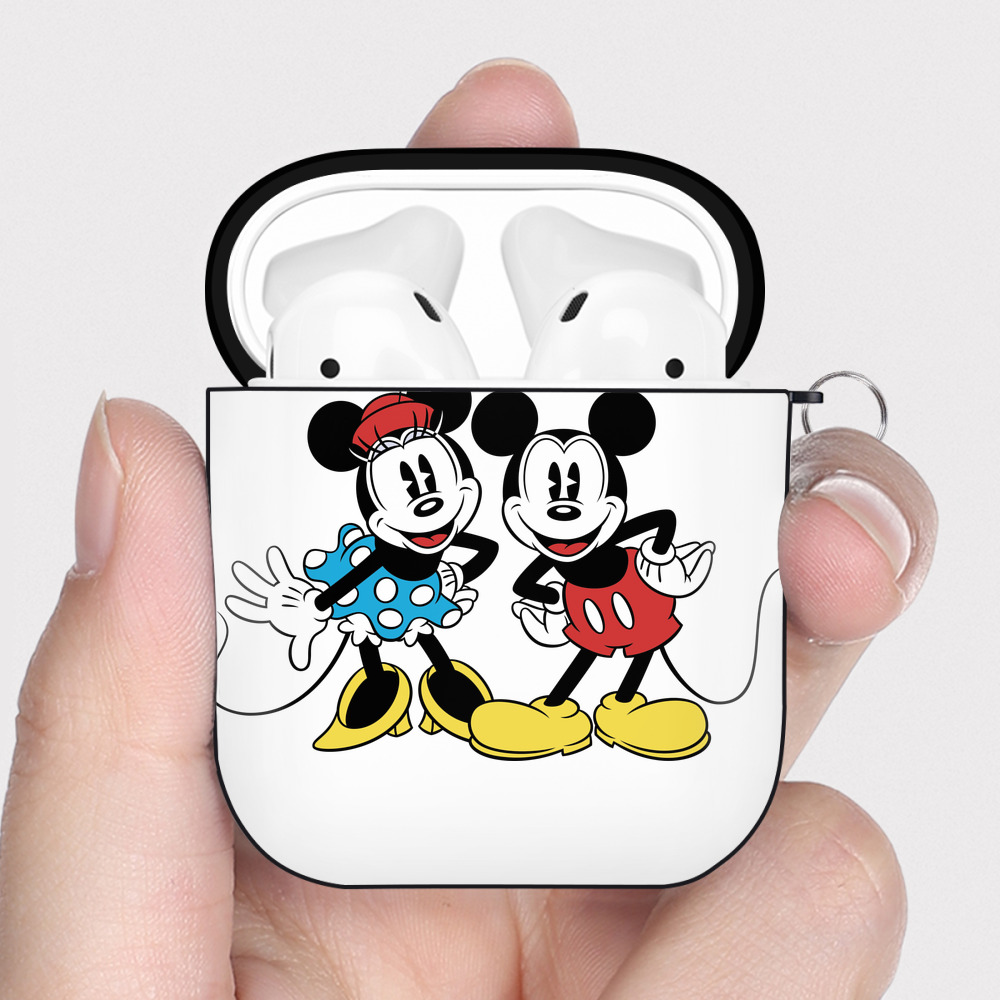 （画像用） ミッキーマウス Mickey Mouse AirPods 第2世代保護ケース ハードシェル ブラック 耐衝撃・防指紋・カラビナ付き
