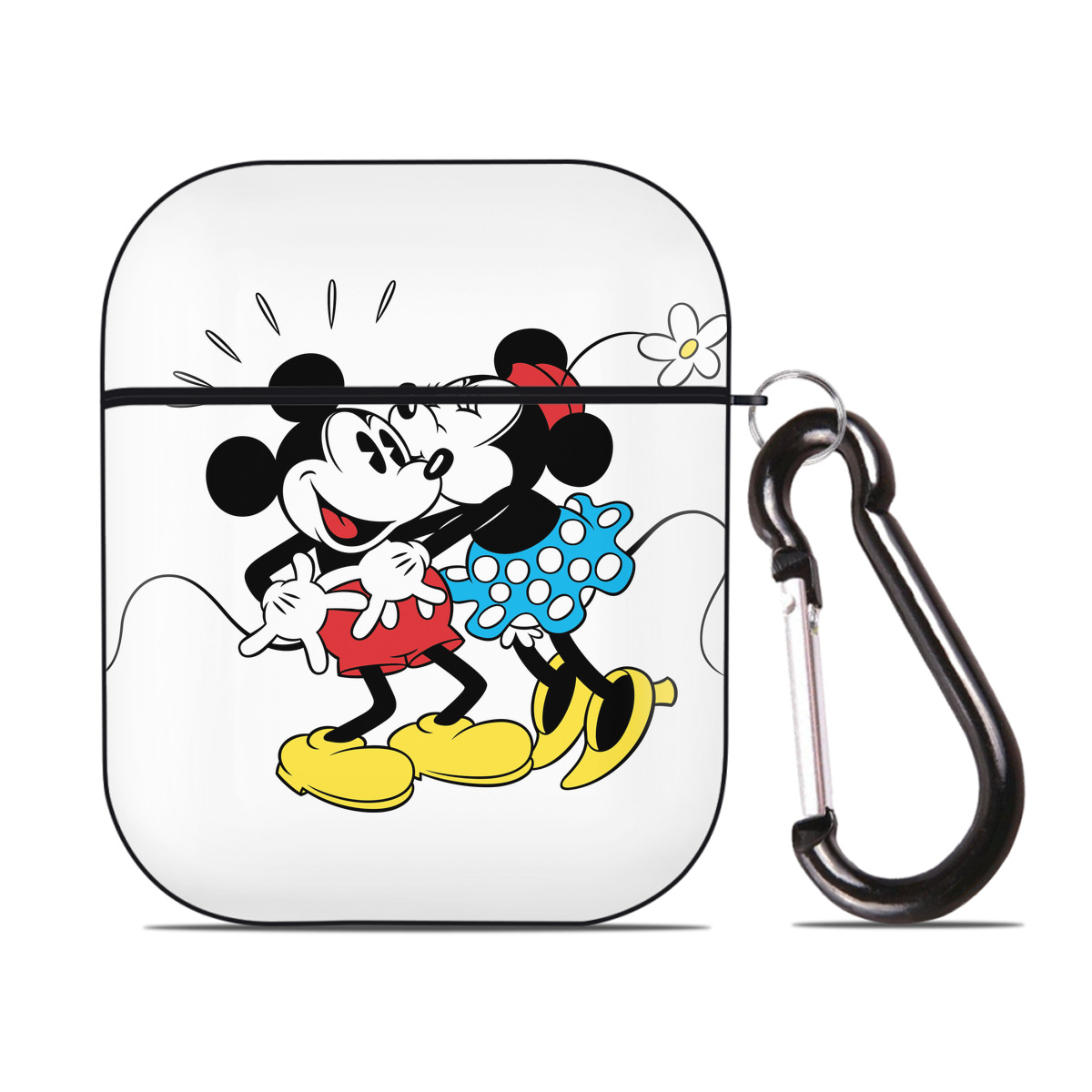（画像用） ミッキーマウス Mickey Mouse AirPods 第2世代保護ケース ハードシェル ブラック 耐衝撃・防指紋・カラビナ付き