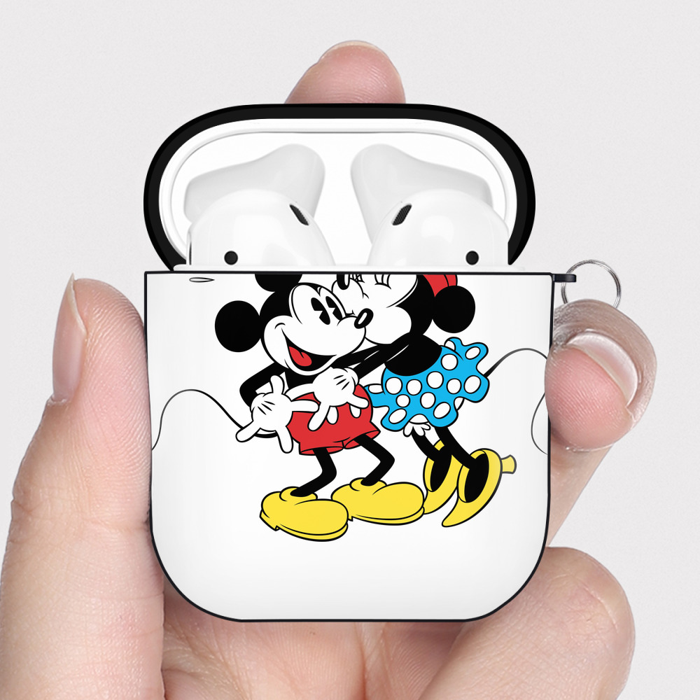 （画像用） ミッキーマウス Mickey Mouse AirPods 第2世代保護ケース ハードシェル ブラック 耐衝撃・防指紋・カラビナ付き