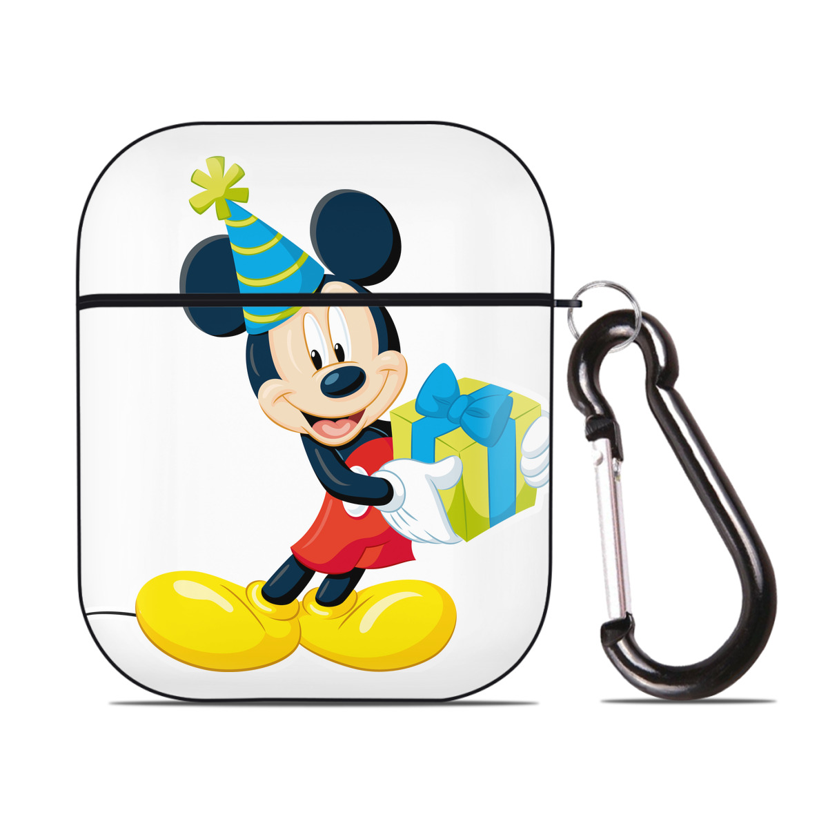 （画像用） ミッキーマウス Mickey Mouse AirPods 第2世代保護ケース ハードシェル ブラック 耐衝撃・防指紋・カラビナ付き
