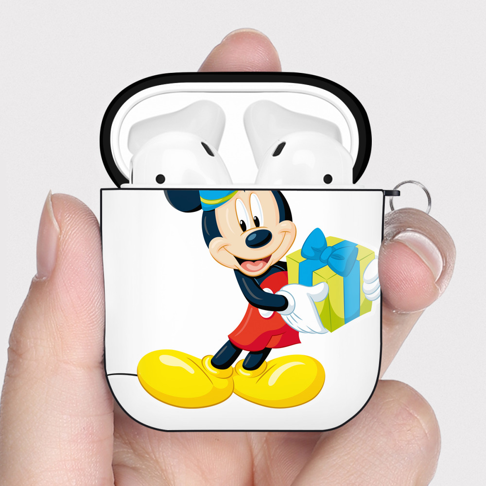 （画像用） ミッキーマウス Mickey Mouse AirPods 第2世代保護ケース ハードシェル ブラック 耐衝撃・防指紋・カラビナ付き
