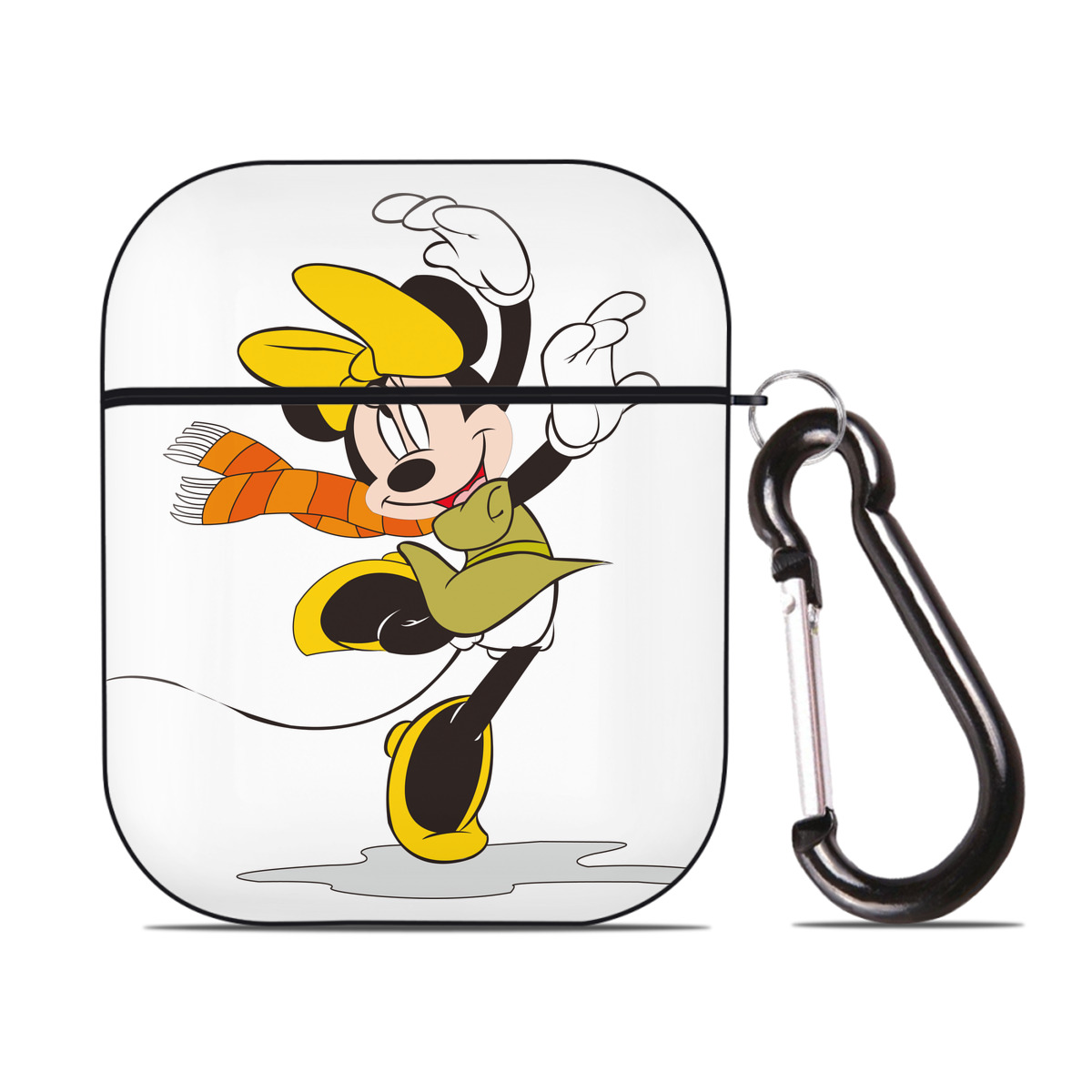 （画像用） ミッキーマウス Mickey Mouse AirPods 第2世代保護ケース ハードシェル ブラック 耐衝撃・防指紋・カラビナ付き