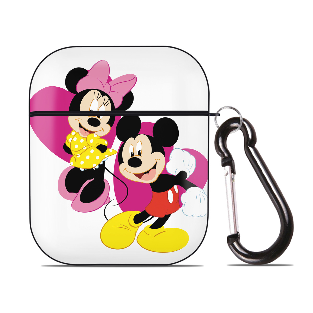 （画像用） ミッキーマウス Mickey Mouse AirPods 第2世代保護ケース ハードシェル ブラック 耐衝撃・防指紋・カラビナ付き
