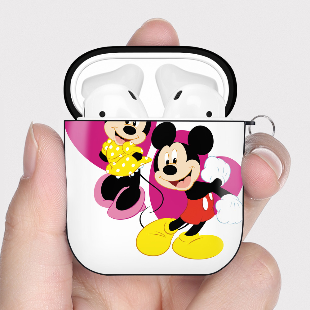 （画像用） ミッキーマウス Mickey Mouse AirPods 第2世代保護ケース ハードシェル ブラック 耐衝撃・防指紋・カラビナ付き