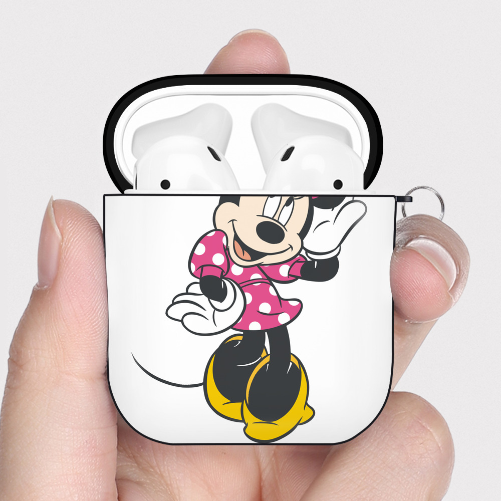（画像用） ミッキーマウス Mickey Mouse AirPods 第2世代保護ケース ハードシェル ブラック 耐衝撃・防指紋・カラビナ付き