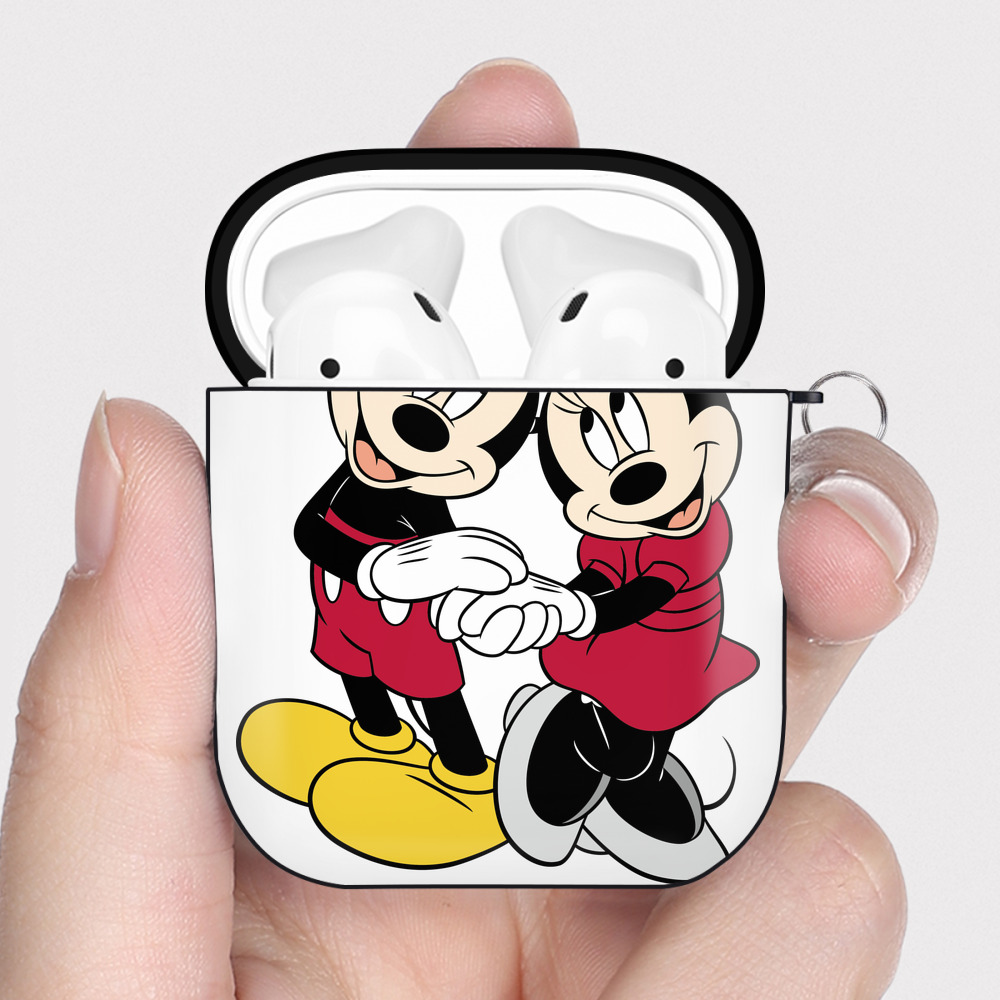 （画像用） ミッキーマウス Mickey Mouse AirPods 第2世代保護ケース ハードシェル ブラック 耐衝撃・防指紋・カラビナ付き