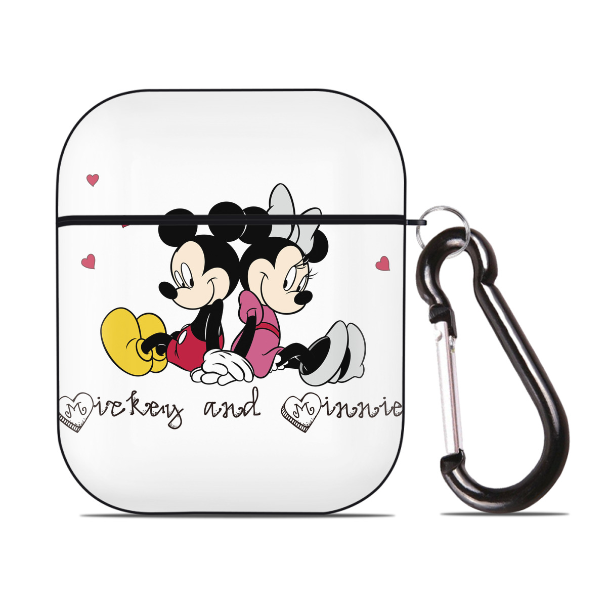 （画像用） ミッキーマウス Mickey Mouse AirPods 第2世代保護ケース ハードシェル ブラック 耐衝撃・防指紋・カラビナ付き