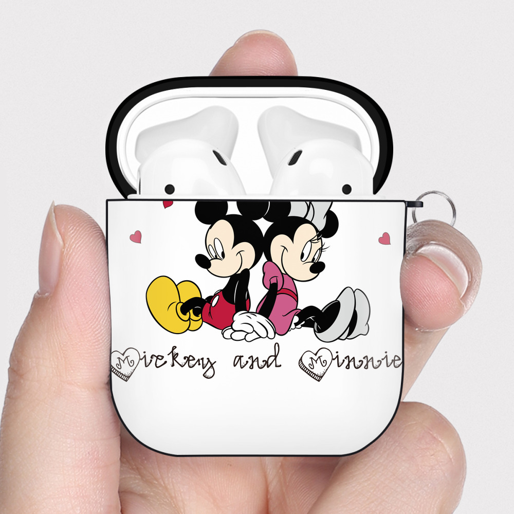（画像用） ミッキーマウス Mickey Mouse AirPods 第2世代保護ケース ハードシェル ブラック 耐衝撃・防指紋・カラビナ付き