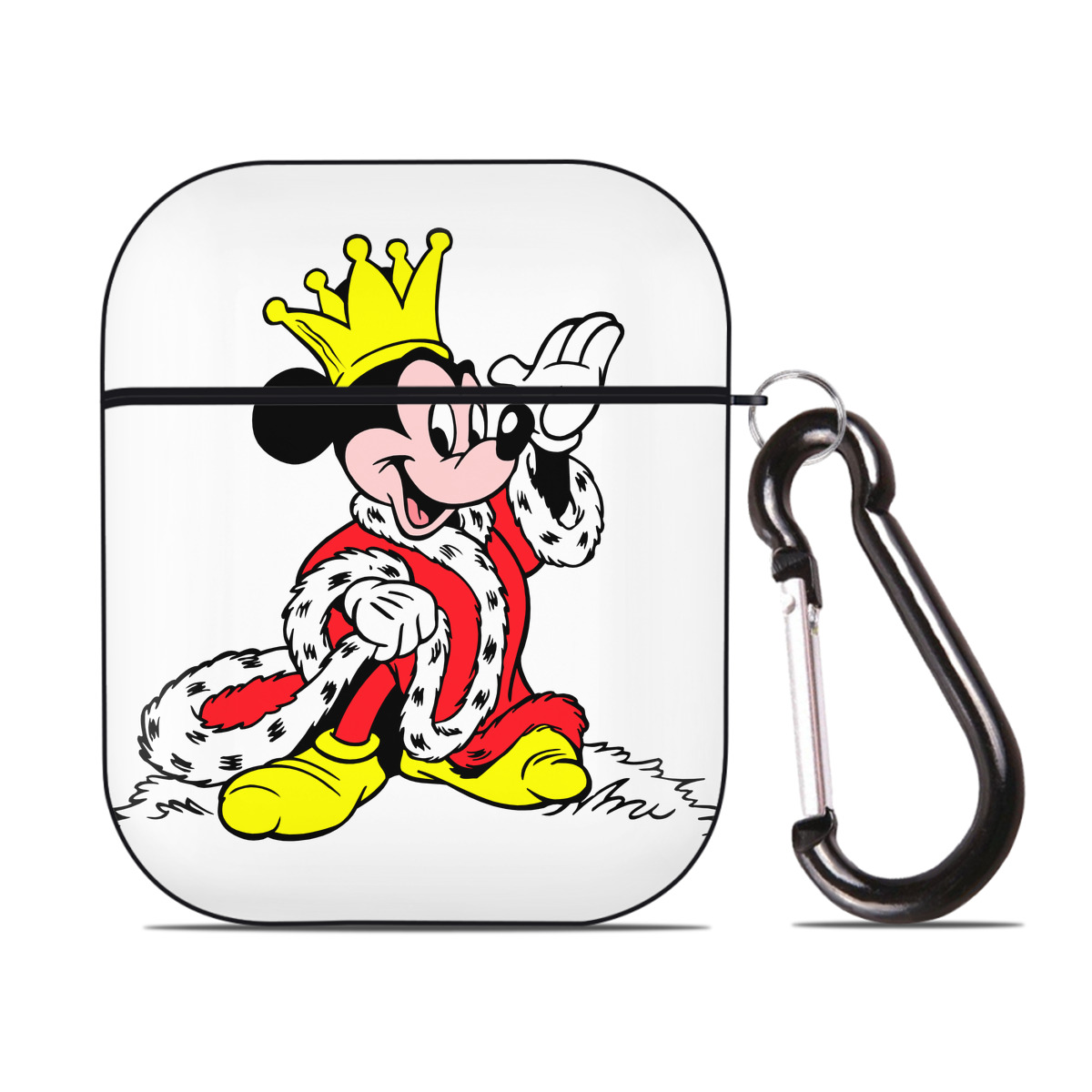 （画像用） ミッキーマウス Mickey Mouse AirPods 第2世代保護ケース ハードシェル ブラック 耐衝撃・防指紋・カラビナ付き