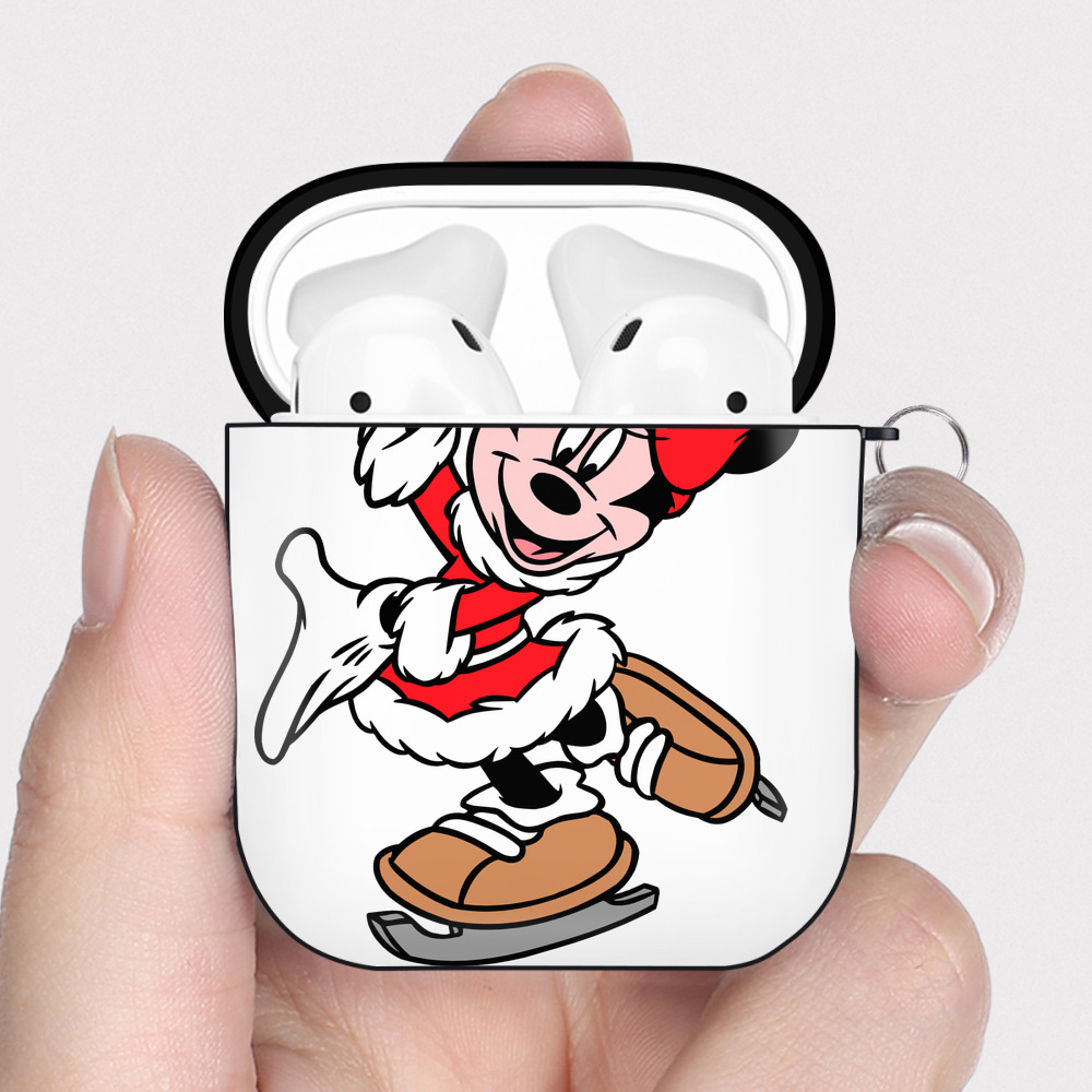 （画像用） ミッキーマウス Mickey Mouse AirPods 第2世代保護ケース ハードシェル ブラック 耐衝撃・防指紋・カラビナ付き