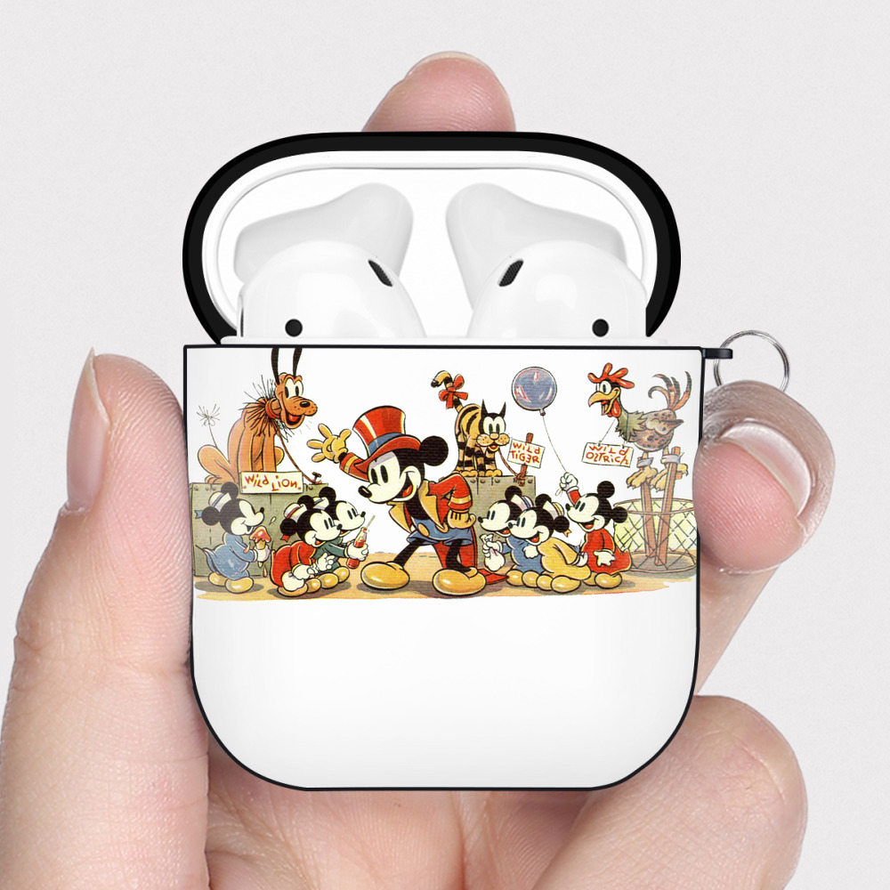 （画像用） ミッキーマウス Mickey Mouse AirPods 第2世代保護ケース ハードシェル ブラック 耐衝撃・防指紋・カラビナ付き