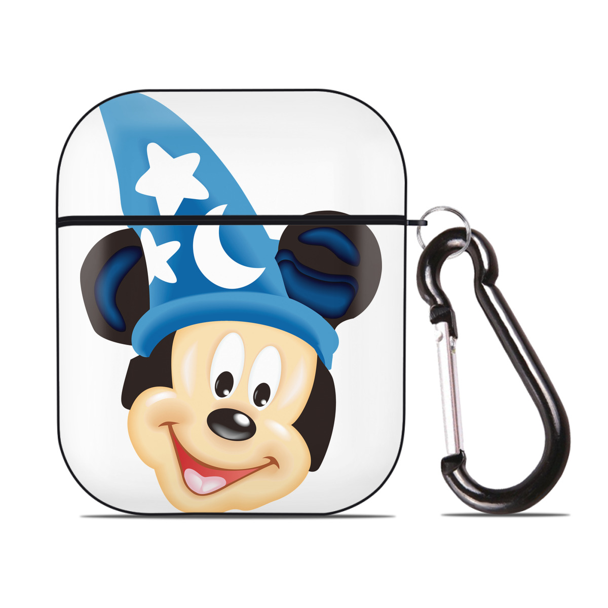 （画像用） ミッキーマウス Mickey Mouse AirPods 第2世代保護ケース ハードシェル ブラック 耐衝撃・防指紋・カラビナ付き