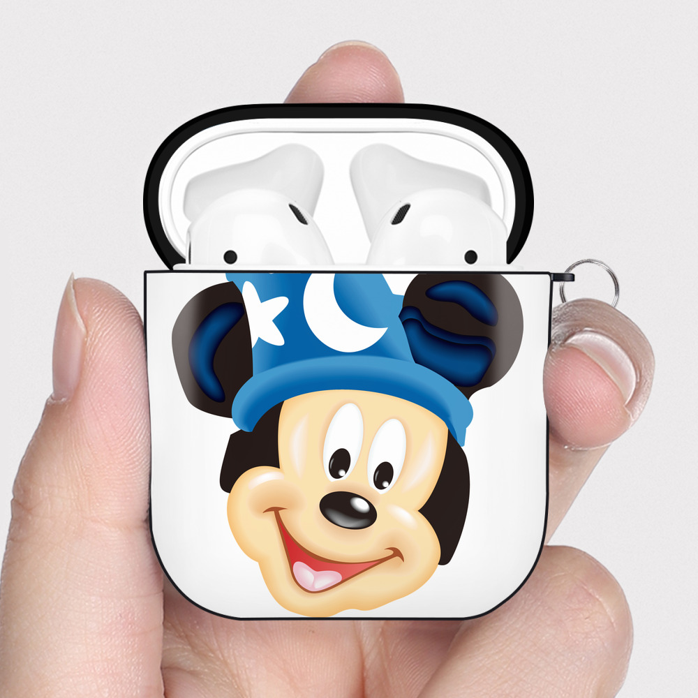 （画像用） ミッキーマウス Mickey Mouse AirPods 第2世代保護ケース ハードシェル ブラック 耐衝撃・防指紋・カラビナ付き