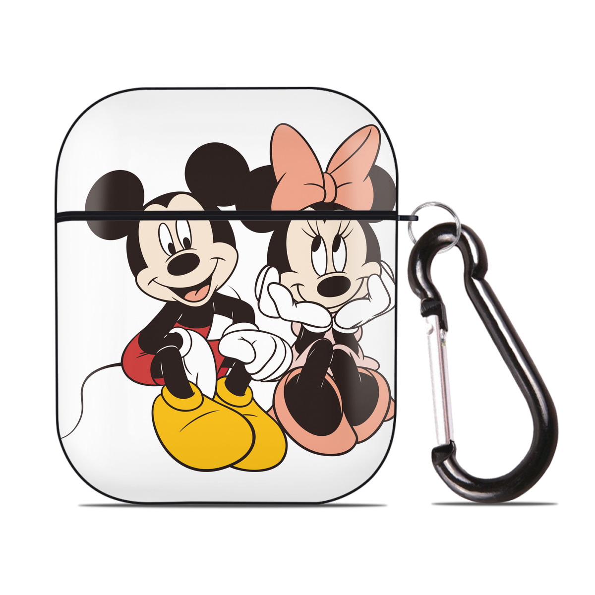（画像用） ミッキーマウス Mickey Mouse AirPods 第2世代保護ケース ハードシェル ブラック 耐衝撃・防指紋・カラビナ付き