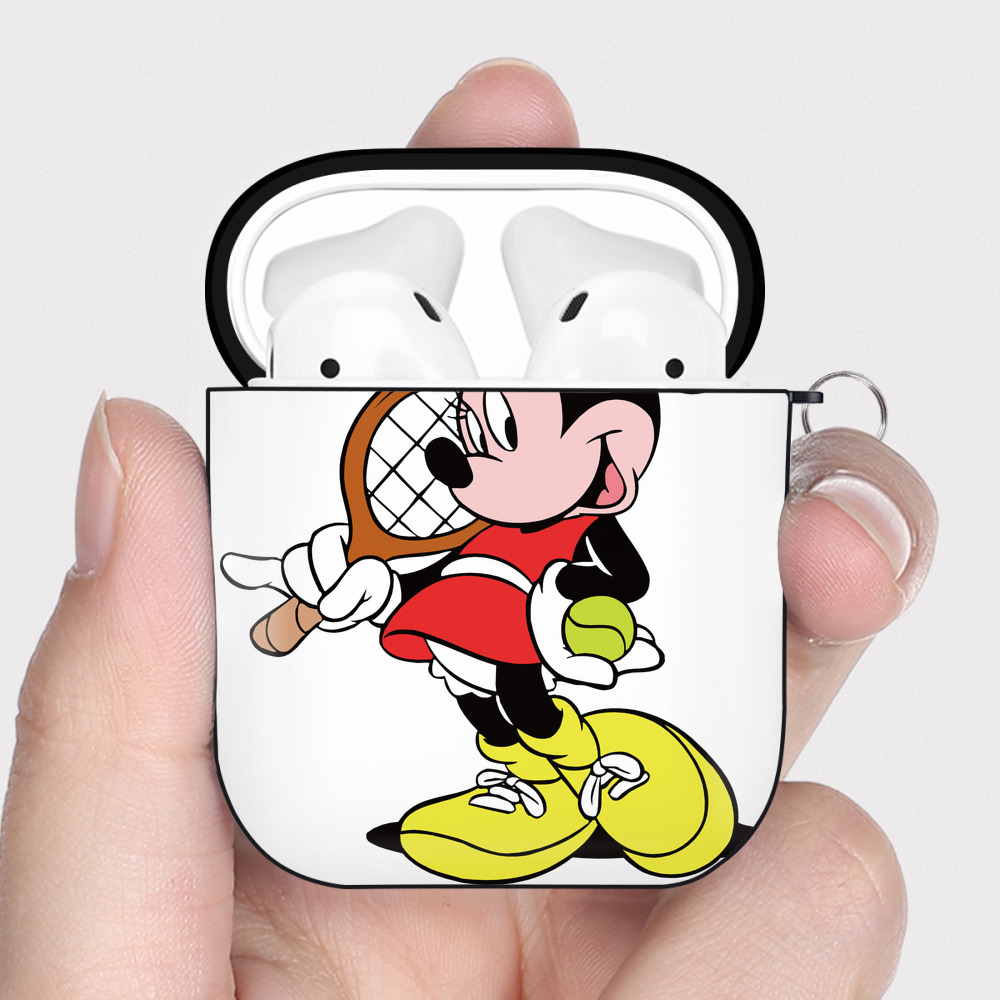 （画像用） ミッキーマウス Mickey Mouse AirPods 第2世代保護ケース ハードシェル ブラック 耐衝撃・防指紋・カラビナ付き