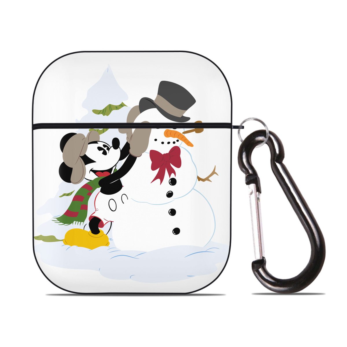 （画像用） ミッキーマウス Mickey Mouse AirPods 第2世代保護ケース ハードシェル ブラック 耐衝撃・防指紋・カラビナ付き
