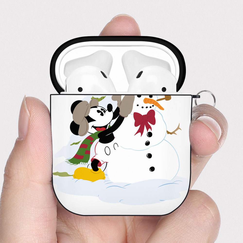 （画像用） ミッキーマウス Mickey Mouse AirPods 第2世代保護ケース ハードシェル ブラック 耐衝撃・防指紋・カラビナ付き