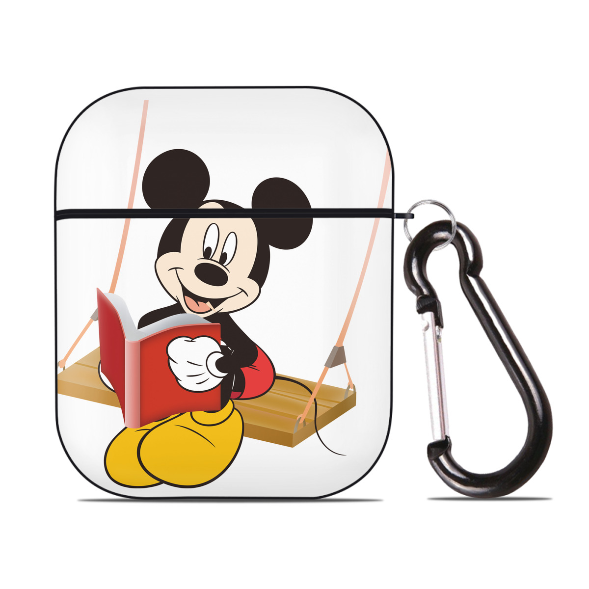 （画像用） ミッキーマウス Mickey Mouse AirPods 第2世代保護ケース ハードシェル ブラック 耐衝撃・防指紋・カラビナ付き