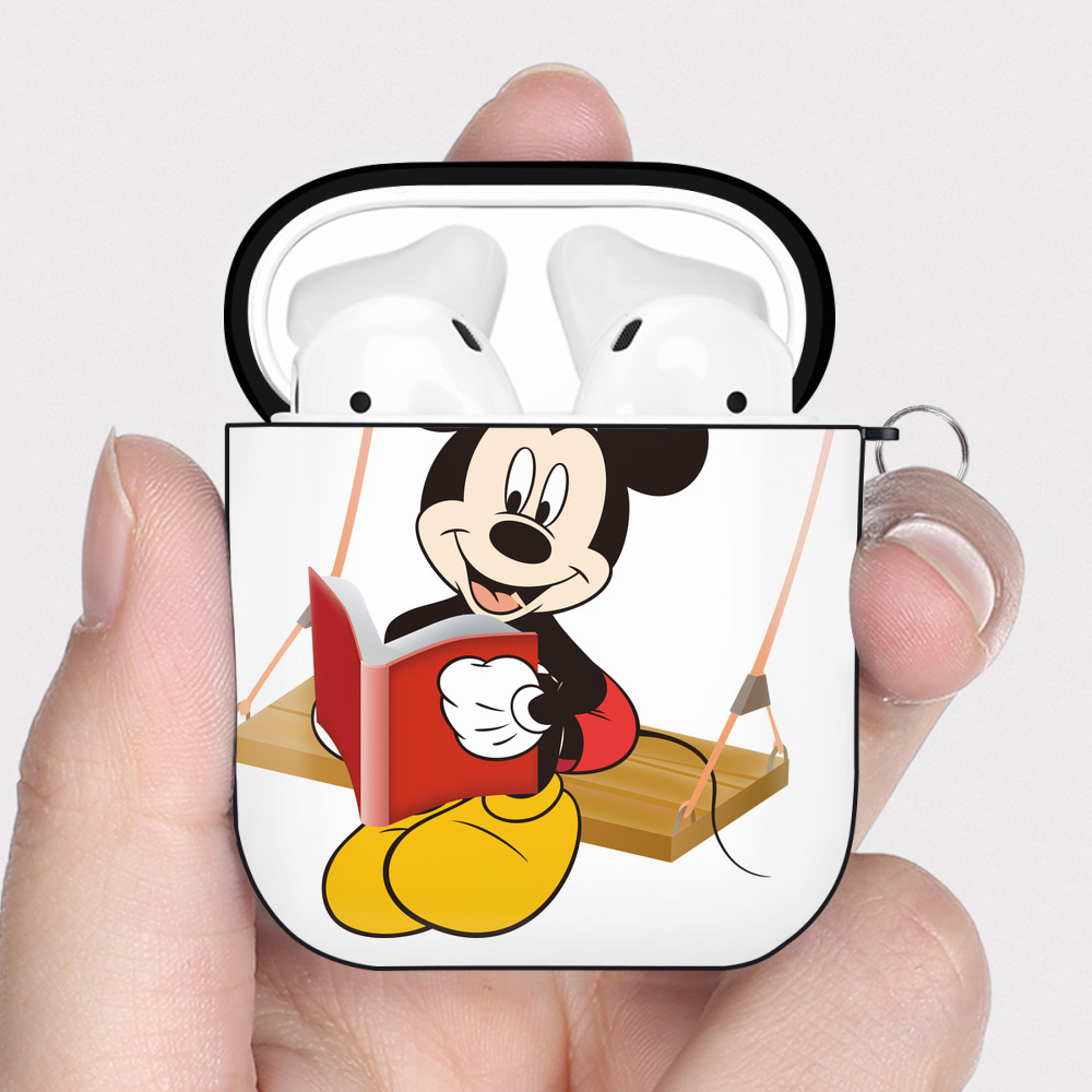 （画像用） ミッキーマウス Mickey Mouse AirPods 第2世代保護ケース ハードシェル ブラック 耐衝撃・防指紋・カラビナ付き