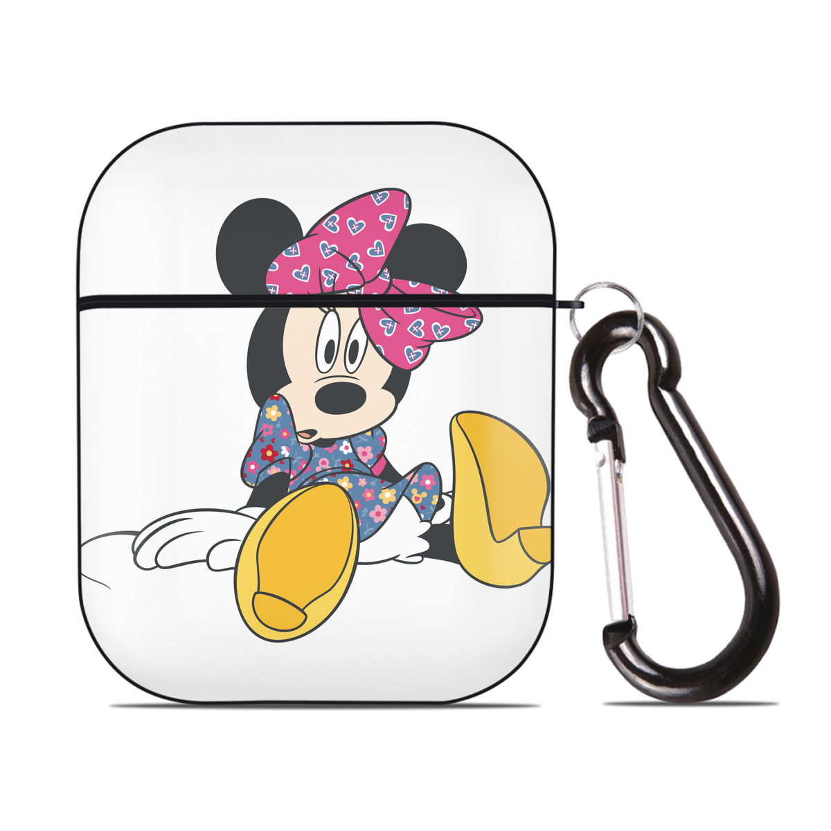（画像用） ミッキーマウス Mickey Mouse AirPods 第2世代保護ケース ハードシェル ブラック 耐衝撃・防指紋・カラビナ付き