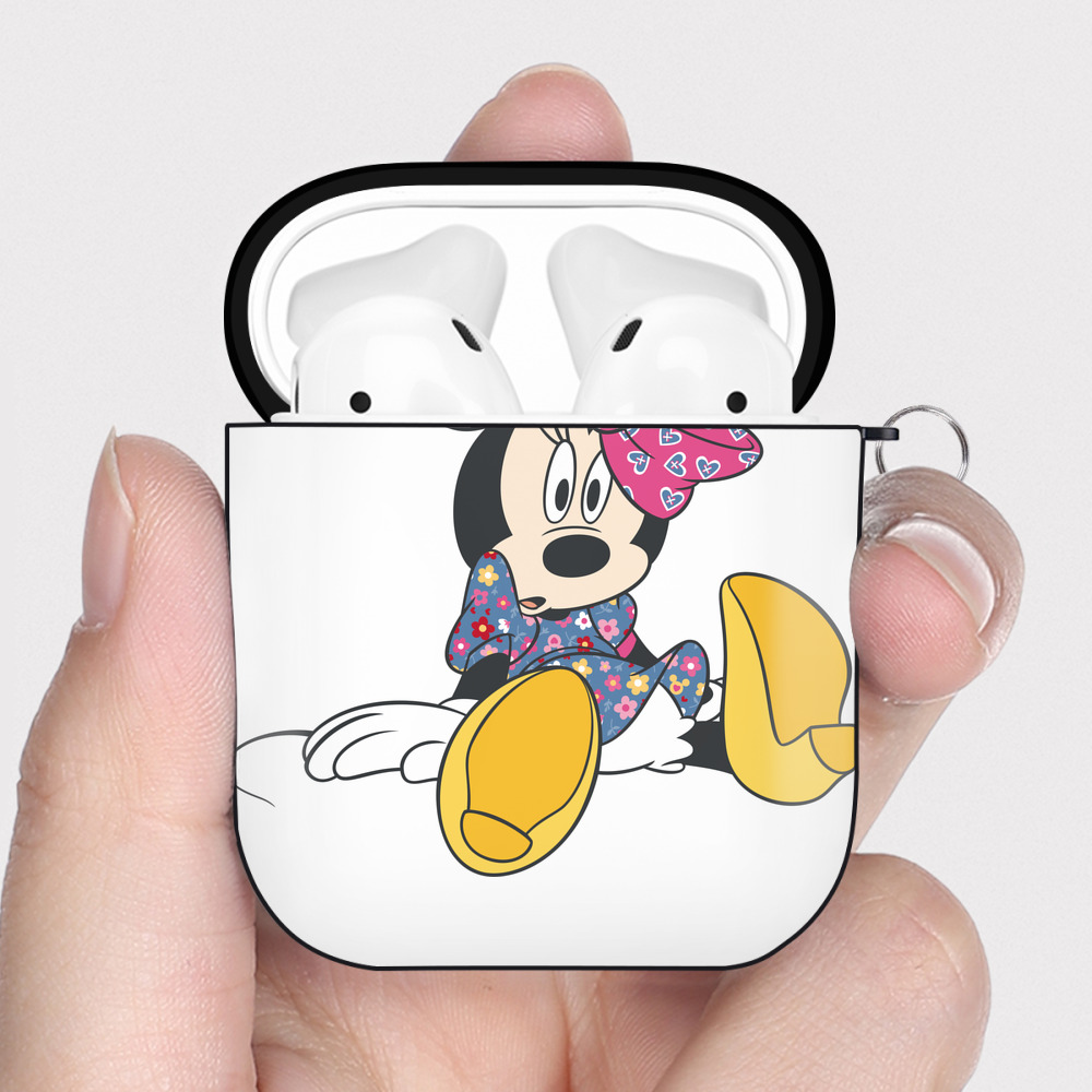 （画像用） ミッキーマウス Mickey Mouse AirPods 第2世代保護ケース ハードシェル ブラック 耐衝撃・防指紋・カラビナ付き