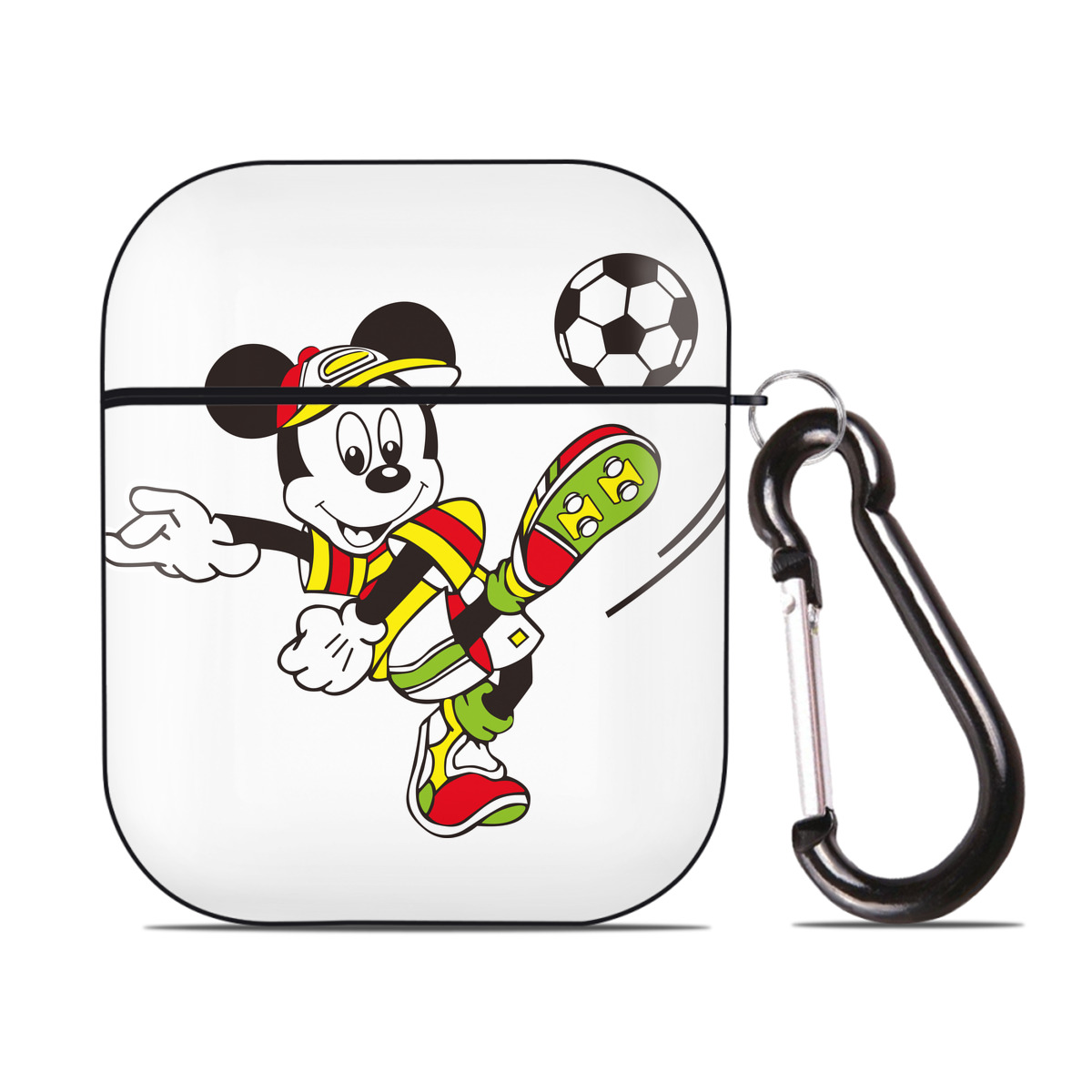 （画像用） ミッキーマウス Mickey Mouse AirPods 第2世代保護ケース ハードシェル ブラック 耐衝撃・防指紋・カラビナ付き