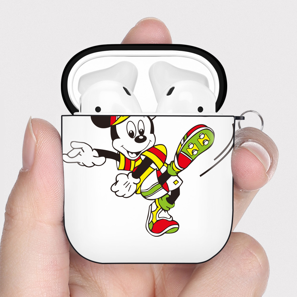 （画像用） ミッキーマウス Mickey Mouse AirPods 第2世代保護ケース ハードシェル ブラック 耐衝撃・防指紋・カラビナ付き