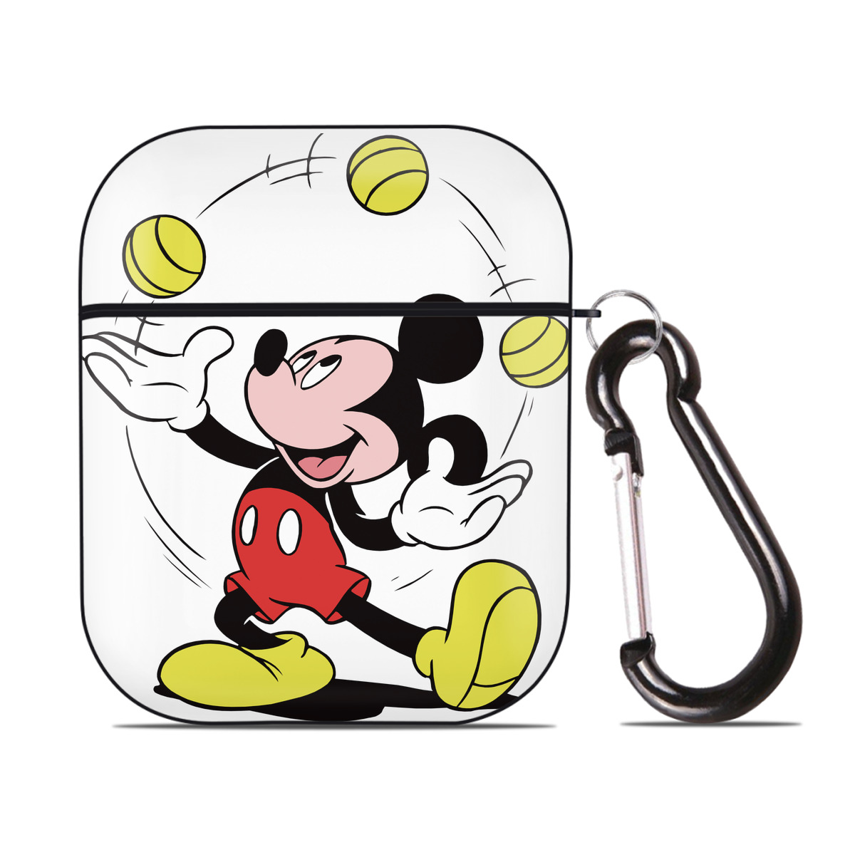 （画像用） ミッキーマウス Mickey Mouse AirPods 第2世代保護ケース ハードシェル ブラック 耐衝撃・防指紋・カラビナ付き